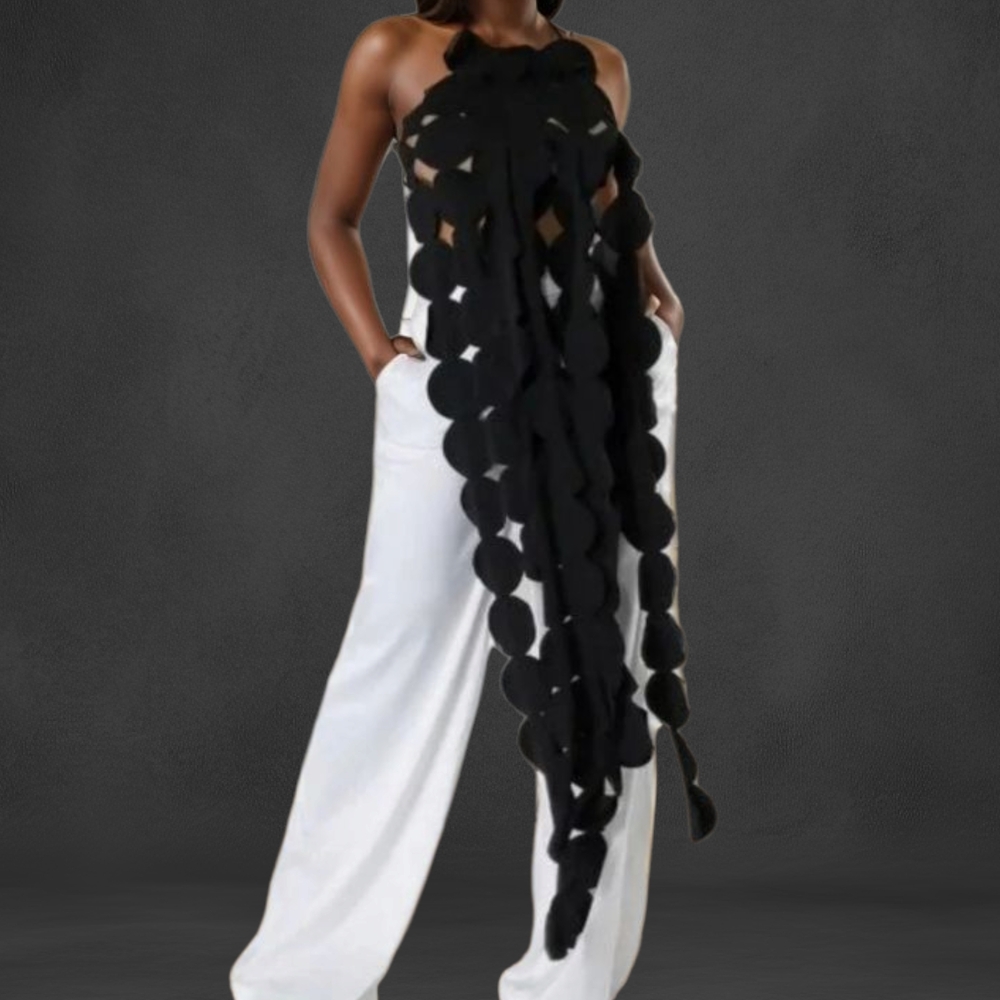 Elegant Black Raindrops Halter Top